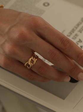 麻花戒指开口食指戒复古法式波浪