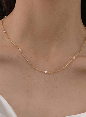 Little joys贝壳吊坠项链珍珠细链条项链小众气质通勤叠戴锁骨链