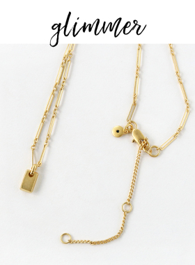 铜镀金几何吊坠法式项链