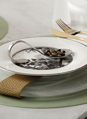 YALON雅龙 新中式样板房餐具套装软装设计高级感展厅餐桌摆台餐垫