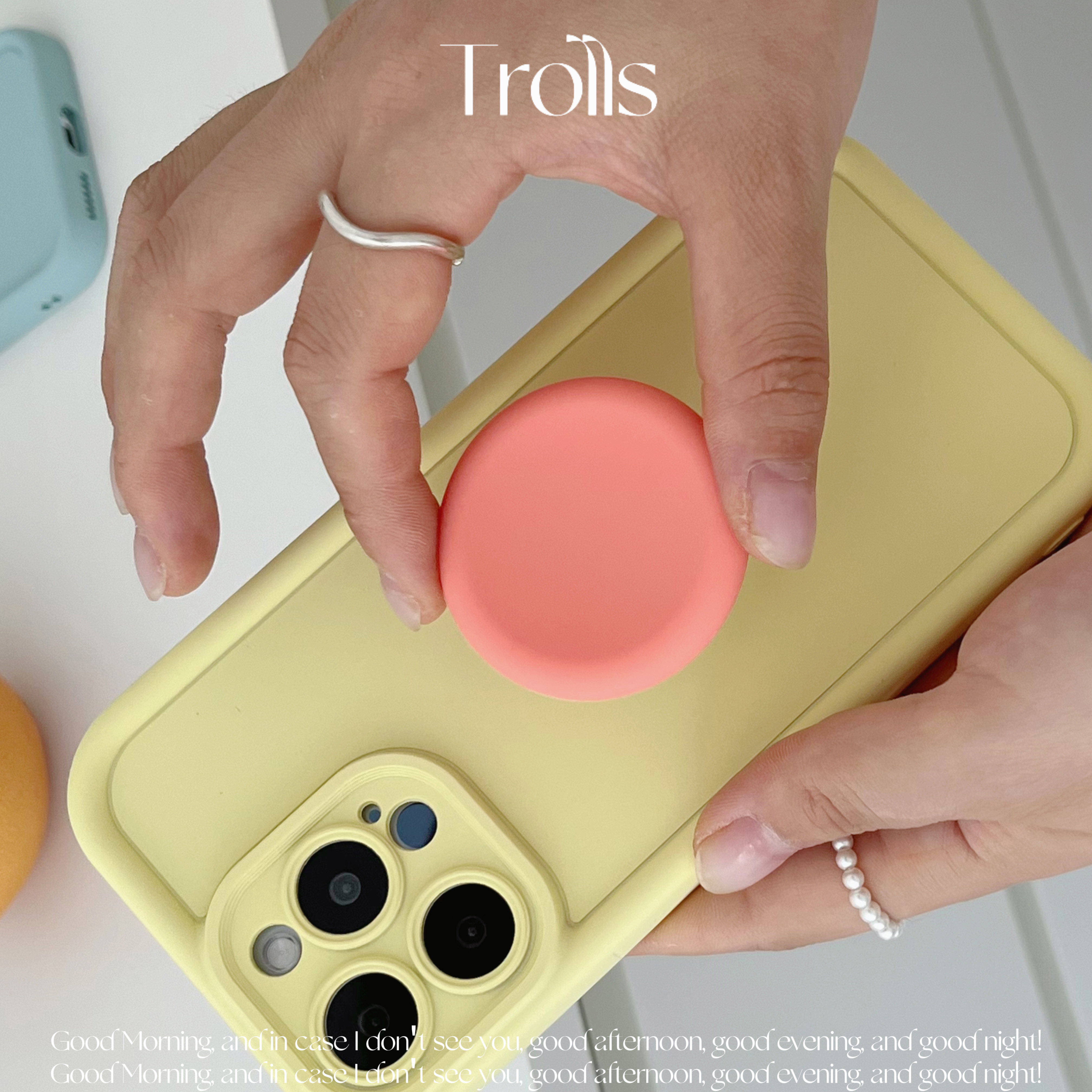 Trolls【奶油西柚粉】原创ins风奶油黄色清新撞色支架手机壳适用华为Pura80Promate70/荣耀400pro自由diy搭配