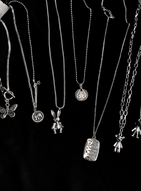 个性朋克风项链女ins嘻哈金属兔子吊坠颈链网红长款卫衣毛衣链潮