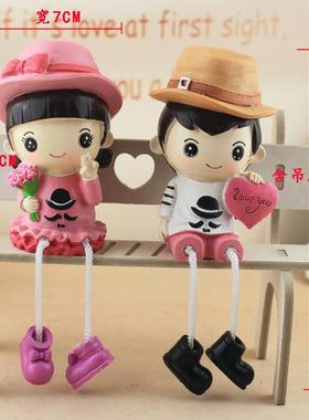 新款直销小美小天树脂情侣吊脚娃娃客厅卧室家居装饰品摆件结婚送