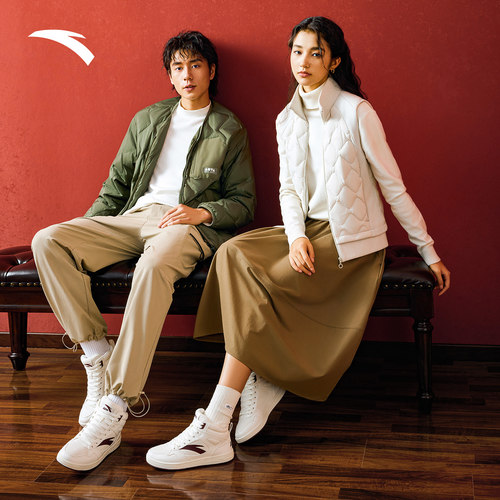 安踏元年2.0丨高帮板鞋女冬季新款皮面增高休闲鞋百搭运动鞋子 - 图3