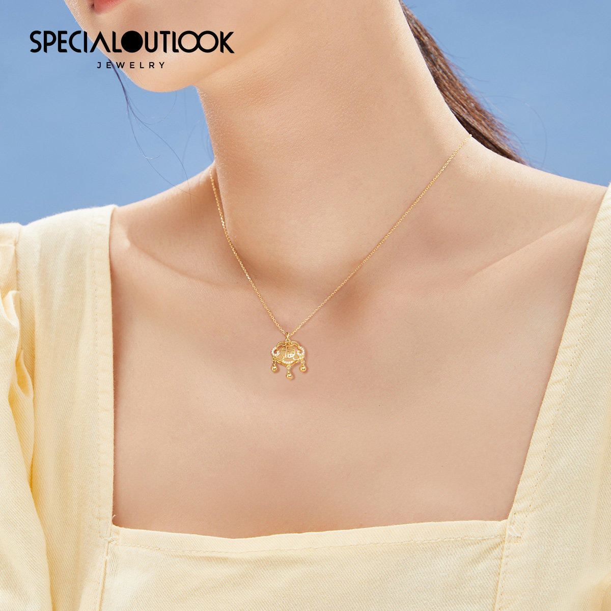 镶施华世洛奇锆女夏纯银平安锁骨链 specialoutlook项链