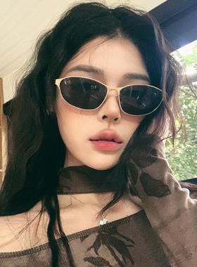 金框黑色复古太阳镜老钱风