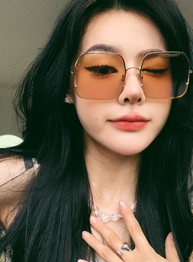 桔里防紫外线方框ins风女个性