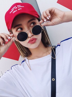 2025新款韩版原宿风复古圆框太阳镜女眼镜圆脸网红墨镜潮街拍ins