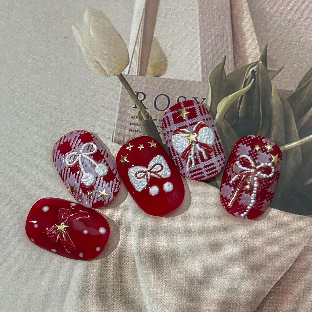 新年烫金红色蝴蝶结星星美甲贴纸樱桃烫银背胶diy贴手机壳贴纸,淘宝优惠券,粉丝福利购,淘宝优惠卷