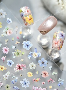 春季繁花似锦仿真干花美甲贴纸