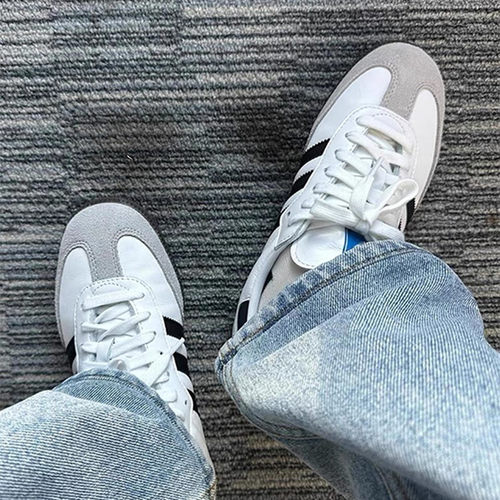 真皮复古白色桑巴德训鞋女2025新爆款内增高板鞋运动阿甘小白鞋男 - 图0