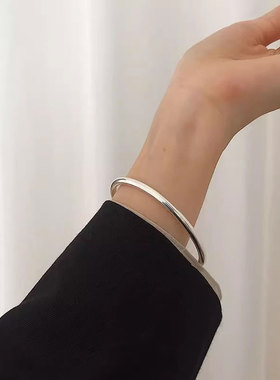 银手镯手工纯银开口手环银镯子