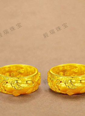 中式貔貅金包银戒指高级感小众设计黄金复古气质指环戒指