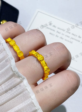 复古玫瑰花环金包银戒指轻奢小众设计黄金高级感森系指环戒指女