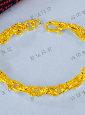 复古麻花金包银手链情侣款时尚高级感黄金气质男女手环链条手链