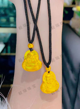 金包银国风笑佛吊坠项链高级感复古黄金国潮编绳佛像项链