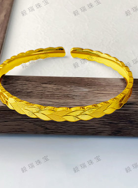 高级感麦穗金包银手镯轻奢时尚黄金小众设计镯子送女友闺蜜礼物