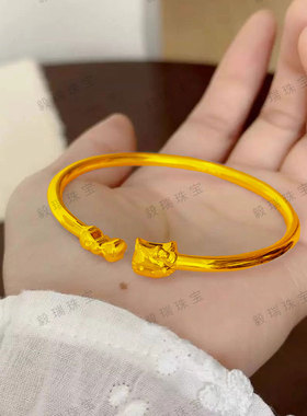 金包银kt猫手镯可爱甜美黄金高级感时尚百搭镯子饰品闺蜜礼物