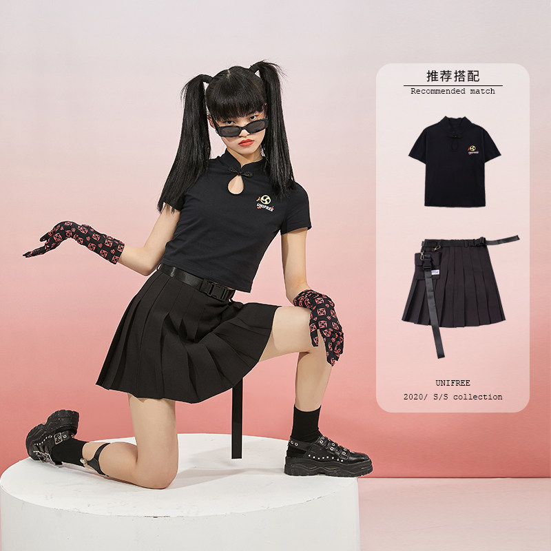 【哪吒闹海联名】unifree女夏百褶裙 unifree半身裙