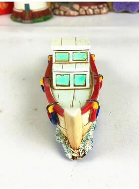 创意树脂工艺品船摆设 地中海风情手工水族小渔船桌面摆件