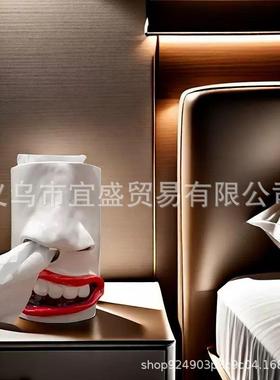 跨境创意挖鼻孔抽纸盒装饰品树脂工艺品大鼻子整蛊摆件艺术摆件