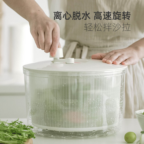 日本进口蔬菜脱水器小型手摇甩菜器厨房洗菜沥水盆果蔬沙拉沥水篮 - 图0