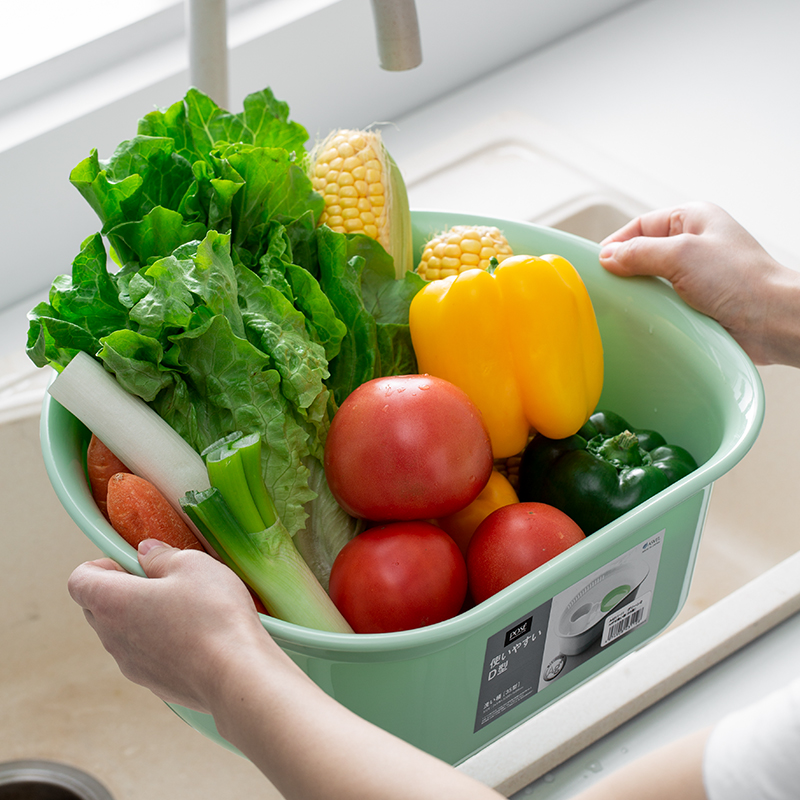 洗菜盆日本进口asvel家用塑料洗碗洗菜篮抗菌厨房洗水果盘沥水篮