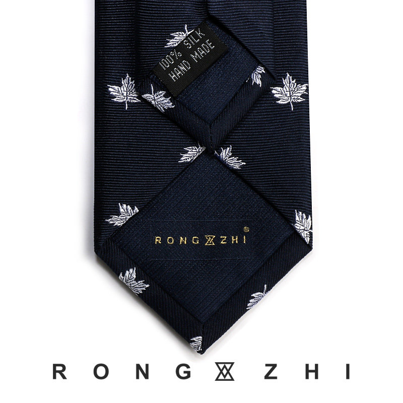戎致RONGZHI 领带男韩版学生潮流百搭休闲6cm个性藏青色枫叶提花,淘宝优惠券,粉丝福利购,淘宝优惠卷
