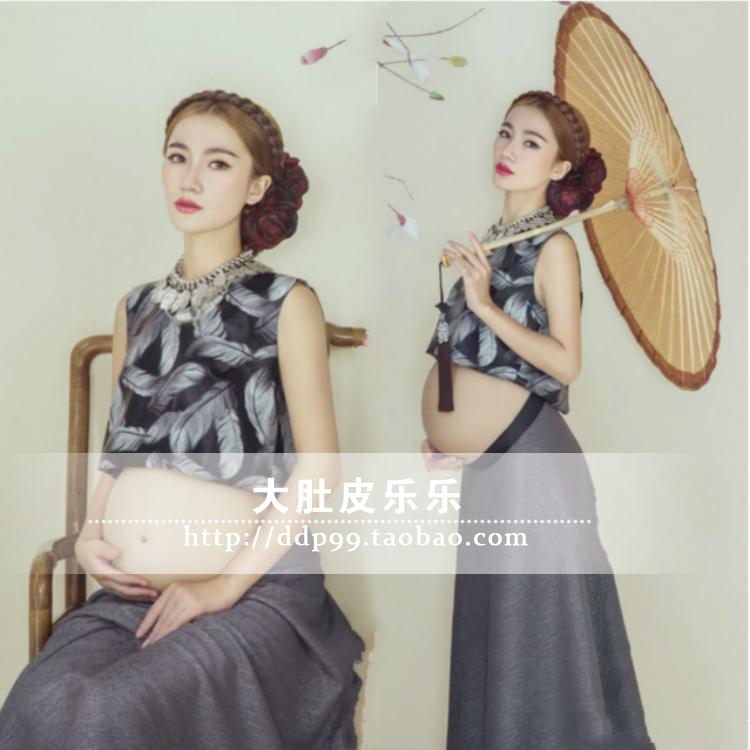 360出租孕婦個性印花拍照寫真攝影衣服影樓拍孕婦照寫真服裝服飾