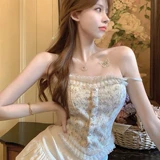 Кружевной топ с чашечками, бюстгальтер без косточек, бюстгалтер, универсальная майка топ, французский стиль, 2022