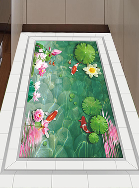 荷塘流水沙滩海洋3d立体地贴画