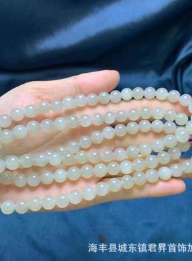 2026玉石 青海料和田玉烟紫约8m佛珠 玉质细腻 可DIY手串项链挂件