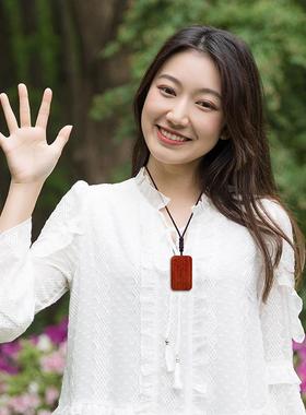 2026木质平安无事牌吊坠男女牌子小叶紫檀桃木绿檀黑檀平安牌项炼