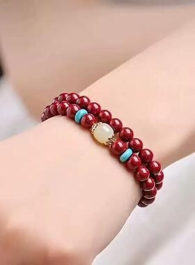 2026T原矿朱砂手串女款多圈和田玉本命年转运珠串珠手链年新款闺