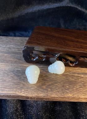 2026假了双倍赔 天然精品新疆和田白玉籽料三通佛珠手链项链配饰