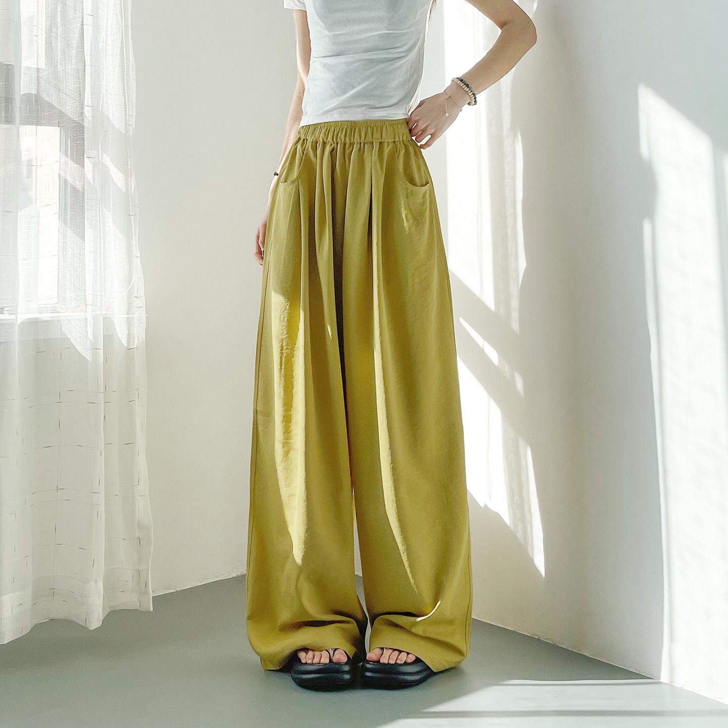 大码冰丝防晒山本裤女春夏新款胖mm高腰垂感软糯慵懒风运动阔腿裤,淘宝优惠券,粉丝福利购,淘宝优惠卷