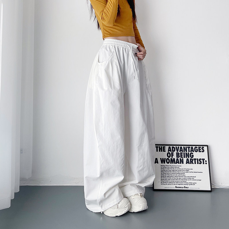 大码白色裤子女秋季新款胖mm梨型身材显瘦200斤慵懒风运动阔腿裤,淘宝优惠券,粉丝福利购,淘宝优惠卷