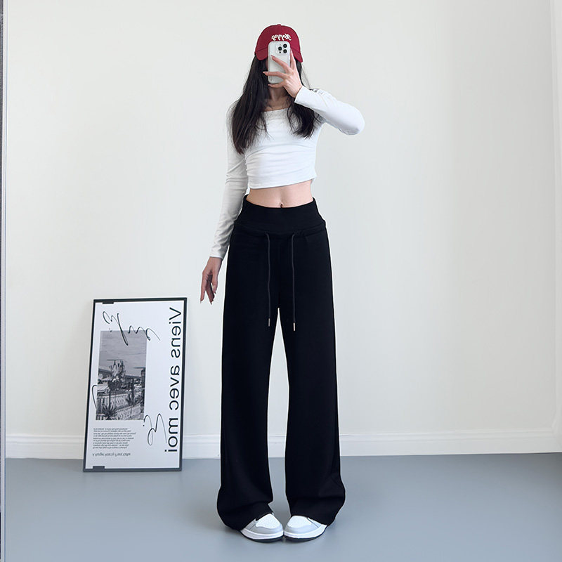 大码高腰休闲拖地裤女春季胖mm梨形身材宽松显瘦阔腿裤灰色运动裤,淘宝优惠券,粉丝福利购,淘宝优惠卷