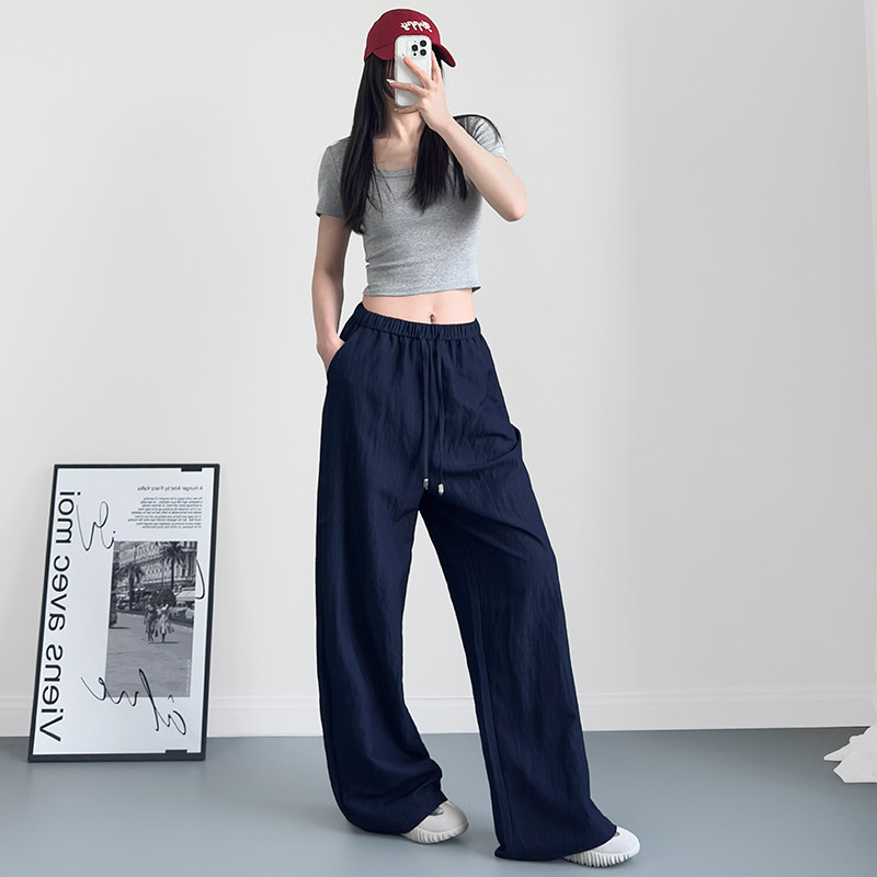 褶皱阔腿裤女2025春季胖mm宽松显瘦休闲大码高腰仿牛仔直筒拖地裤,淘宝优惠券,粉丝福利购,淘宝优惠卷