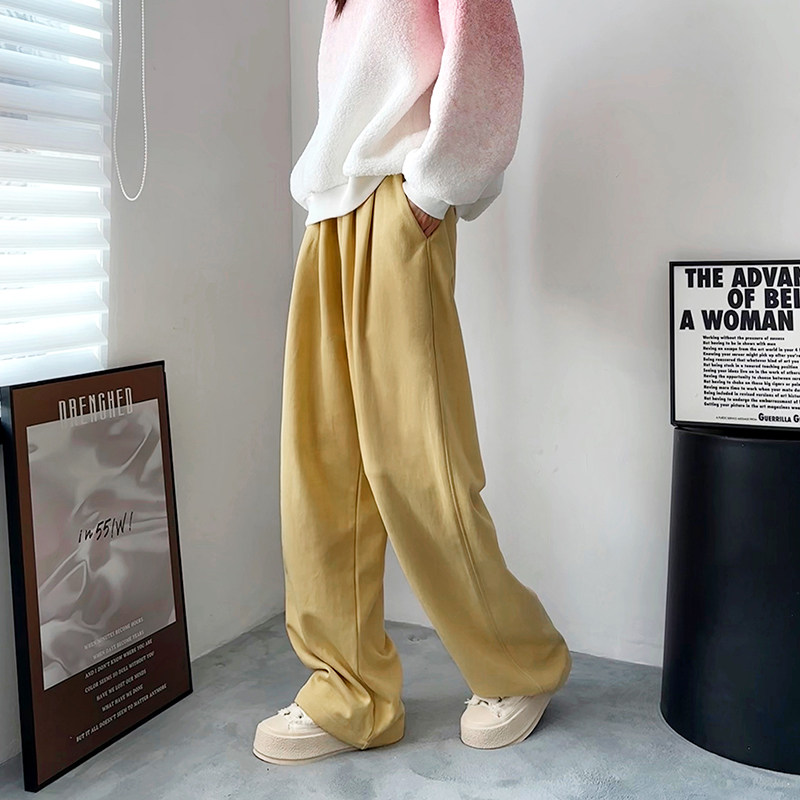 红色加厚加绒阔腿裤女大码胖mm高腰直筒裤垂感拖地休闲裤子秋冬季,淘宝优惠券,粉丝福利购,淘宝优惠卷