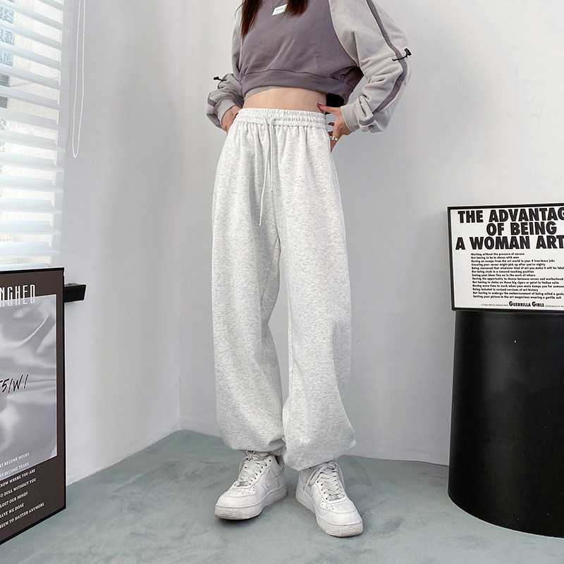 大码梨形身材酒红色运动裤女早秋胖mm高腰抽绳卫裤宽松显瘦阔腿裤,淘宝优惠券,粉丝福利购,淘宝优惠卷