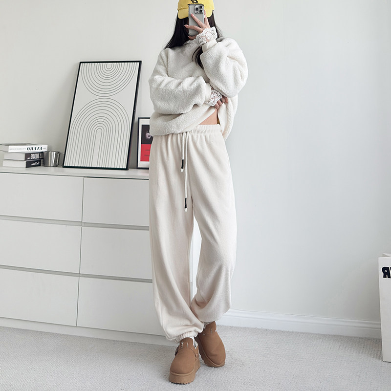 加绒阔腿裤女冬季大码胖mm摇粒绒宽松显瘦休闲裤羊羔绒直筒毛毛裤,淘宝优惠券,粉丝福利购,淘宝优惠卷