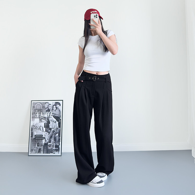 大码胖mm显瘦休闲裤女春季梨形身材宽松垂感拖地裤设计感阔腿长裤,淘宝优惠券,粉丝福利购,淘宝优惠卷