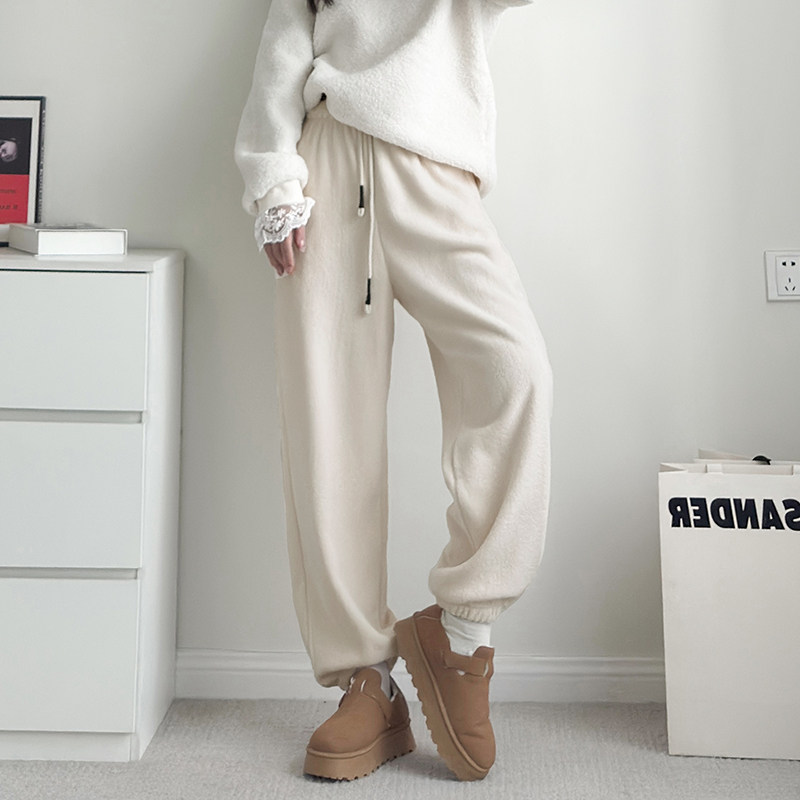摇粒绒毛毛卫裤女冬季大码胖mm宽松显瘦加绒直筒裤羊羔绒阔腿裤子,淘宝优惠券,粉丝福利购,淘宝优惠卷