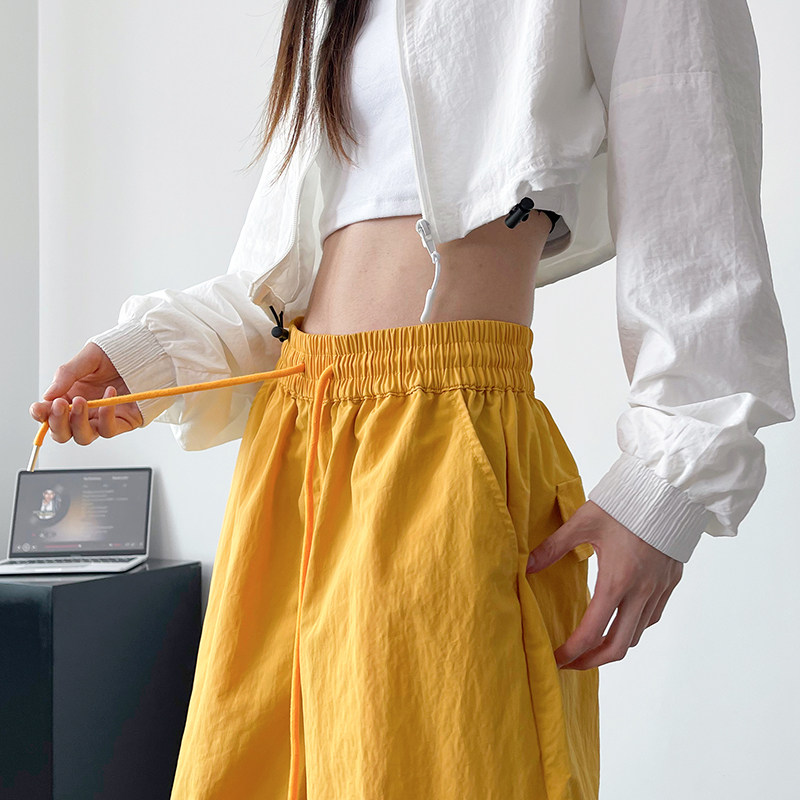 胖mm阔腿裤女秋季新款大码宽松显瘦束脚休闲裤高腰抽绳撞色直筒裤,淘宝优惠券,粉丝福利购,淘宝优惠卷