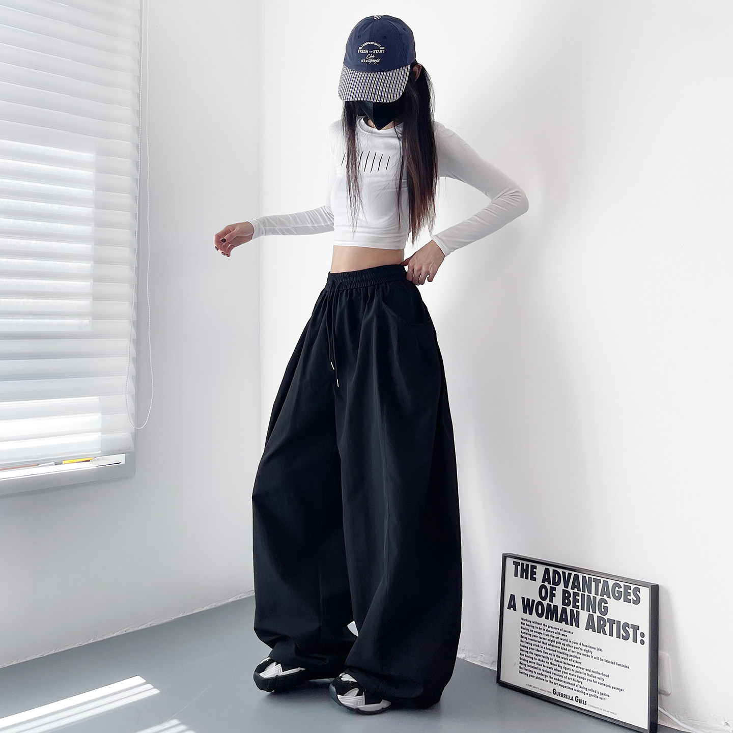 大码黄色多巴胺春季新款阔腿裤女胖mm高腰显瘦遮肉直筒休闲运动裤,淘宝优惠券,粉丝福利购,淘宝优惠卷