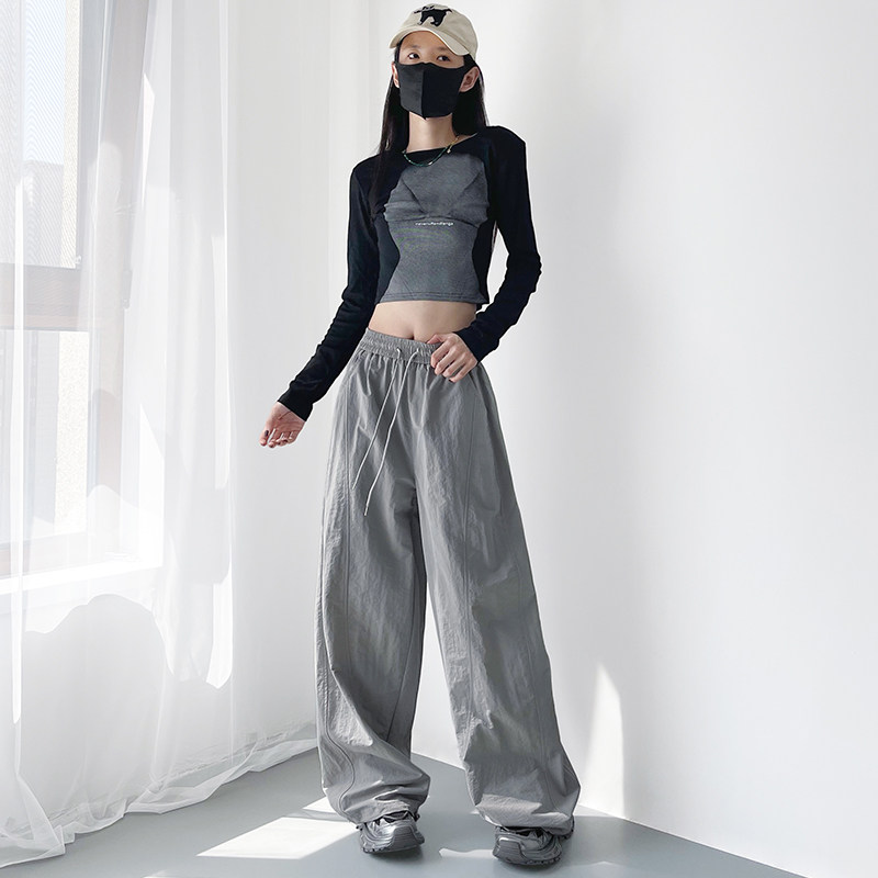 2025早秋新款阔腿裤女大码胖mm显瘦遮肉弯刀休闲松弛感工装运动裤,淘宝优惠券,粉丝福利购,淘宝优惠卷