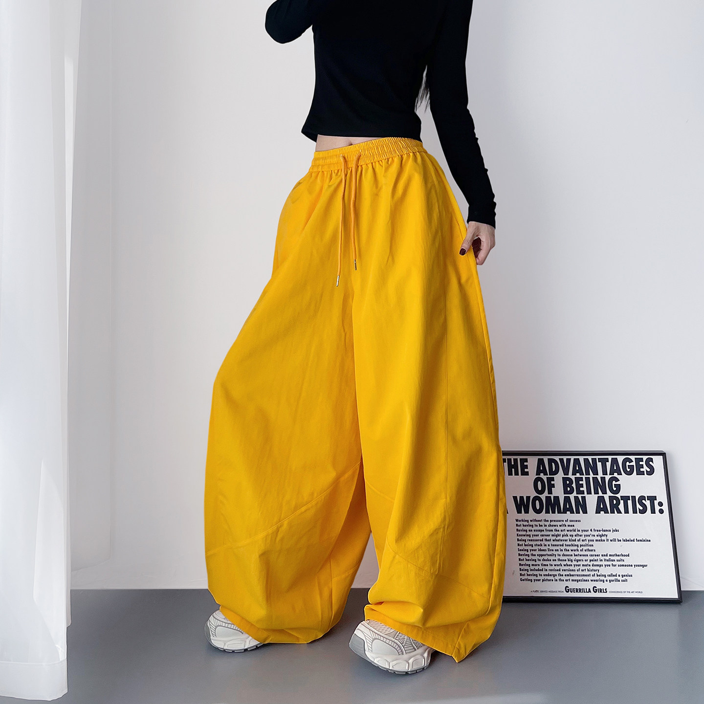 大裤腿宽松显瘦运动阔腿裤女春季新款大码胖mm酷飒个性垂感弯刀裤,淘宝优惠券,粉丝福利购,淘宝优惠卷