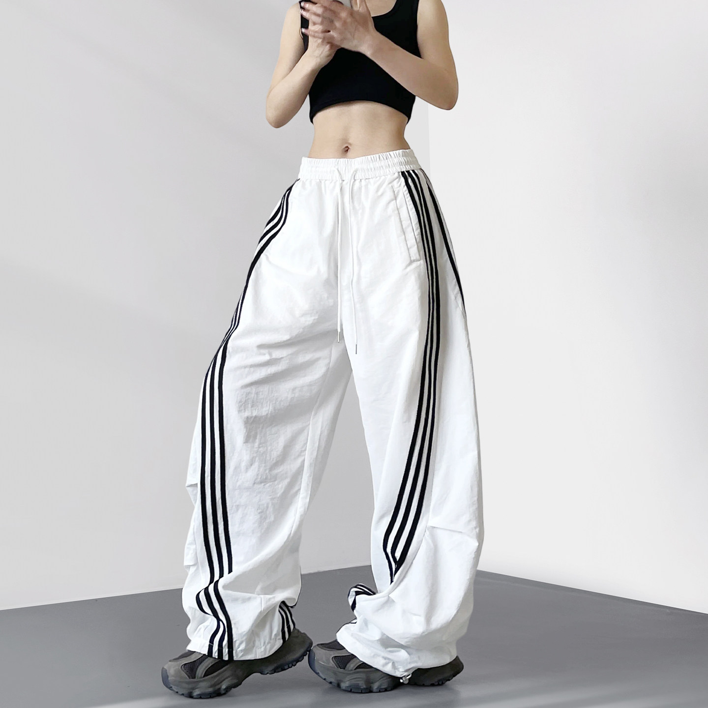 Mi slightly plus size fat mm summer casual slimming wide leg pants