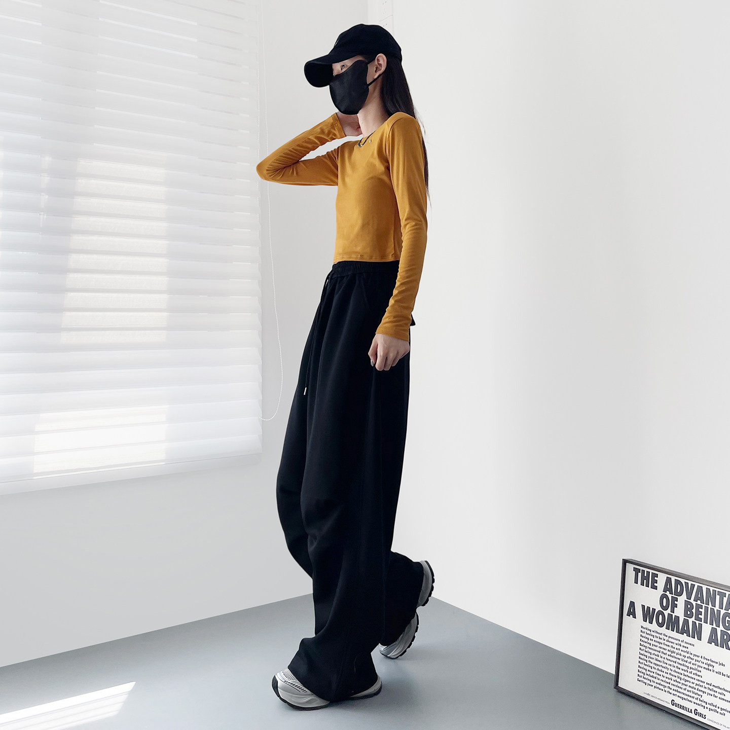 大码白色高腰慵懒风压褶休闲卫裤女春季新款大码胖mm显瘦阔腿裤子,淘宝优惠券,粉丝福利购,淘宝优惠卷